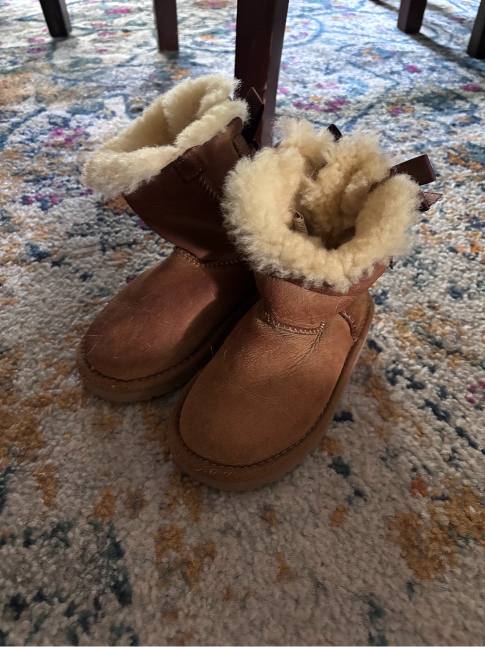 UGG Brown Suede Baby Boot with Cream Shearling